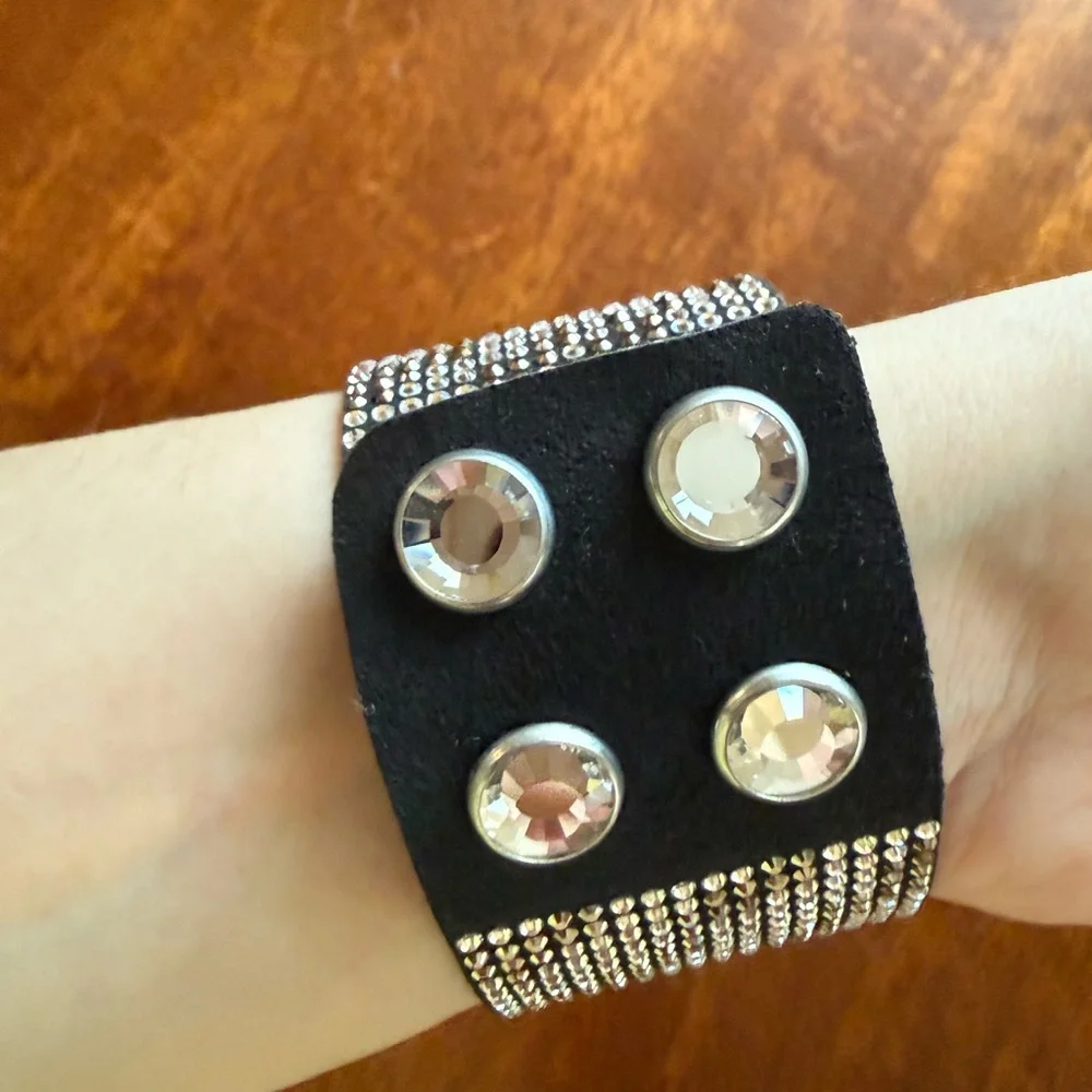 Swarovski Black and Silver Zebra-Print Wrap Bracelet